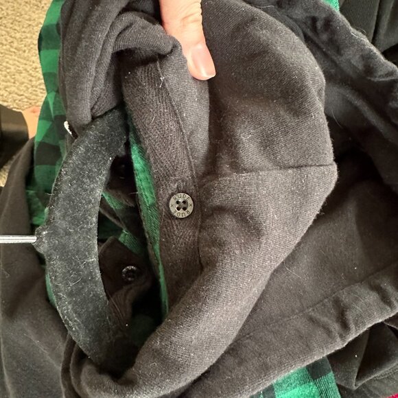 Hot Topic Rude Green Black Buffalo Check Hooded Button Up Small - Picture 10 of 10